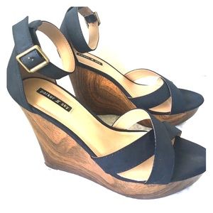 Navy Wedge Sandals